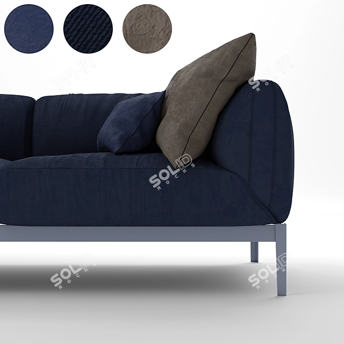 Luxury Suede Three Seater Sofa 3D model image 2