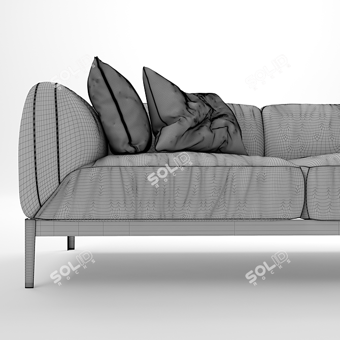 Luxury Suede Three Seater Sofa 3D model image 3