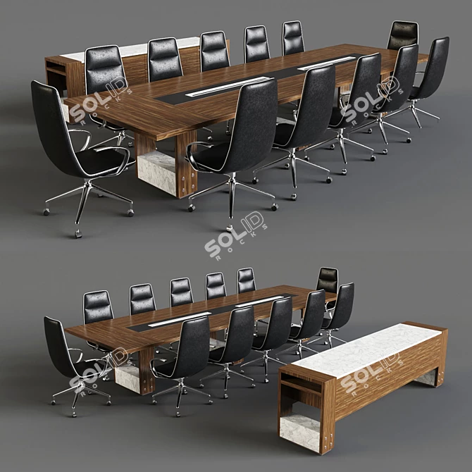 Luxury Marble Office Set 3D model image 1
