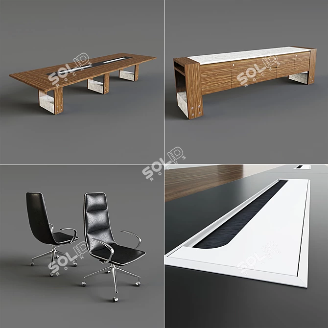 Luxury Marble Office Set 3D model image 2