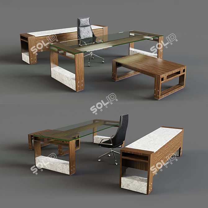 Luxury Executive Office Set: Mobica LUXEMBOURG 3D model image 1
