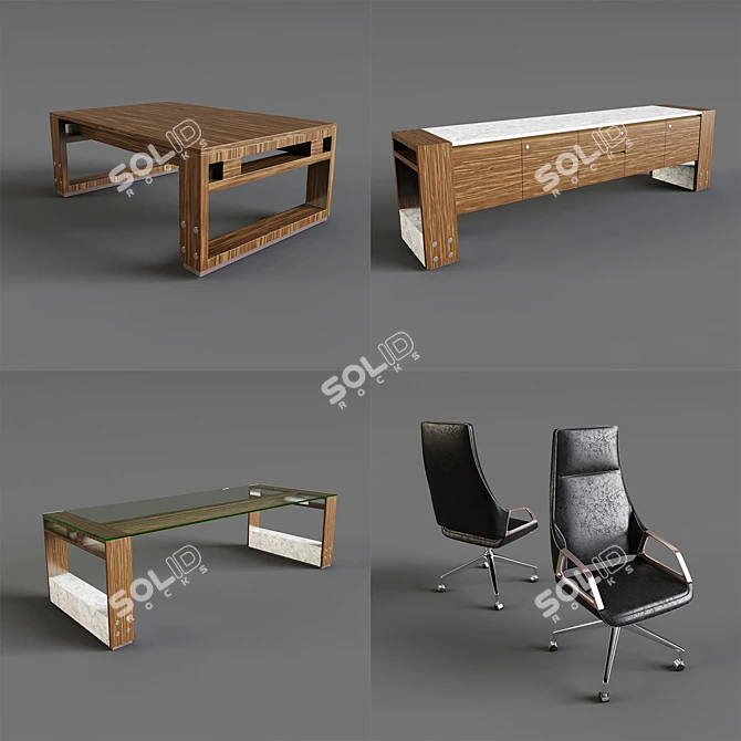 Luxury Executive Office Set: Mobica LUXEMBOURG 3D model image 2