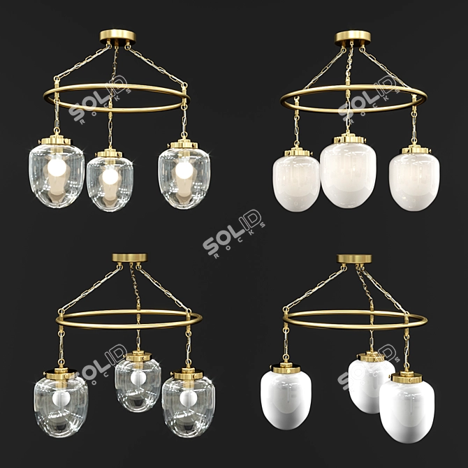 Modern Pendant Lamp with 3 IKEA Otersken Lamps 3D model image 1