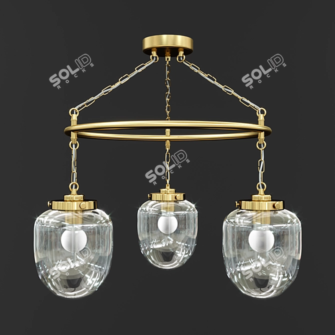 Modern Pendant Lamp with 3 IKEA Otersken Lamps 3D model image 2