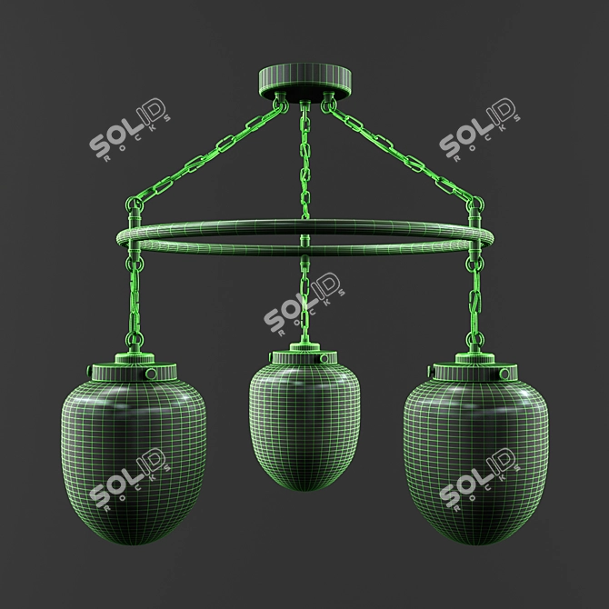 Modern Pendant Lamp with 3 IKEA Otersken Lamps 3D model image 3