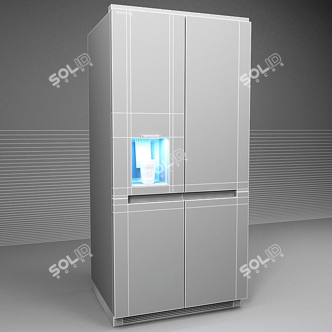 Sleek Side-By-Side Fridge | 95x180cm 3D model image 3