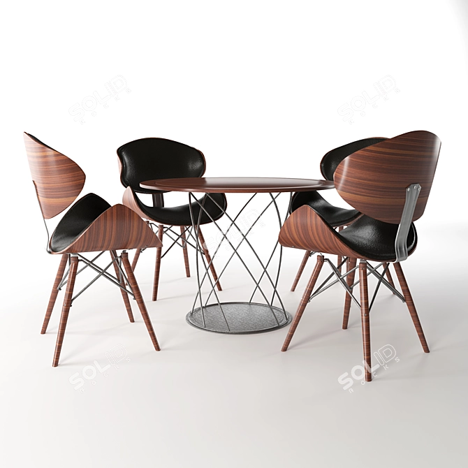 Elegant Furniture Set: Table & Chairs 3D model image 1