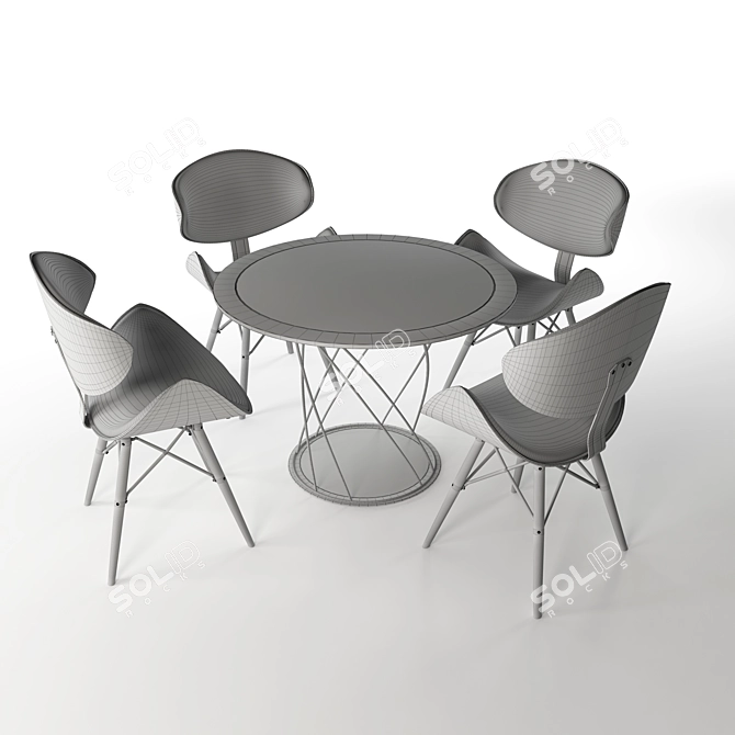 Elegant Furniture Set: Table & Chairs 3D model image 3