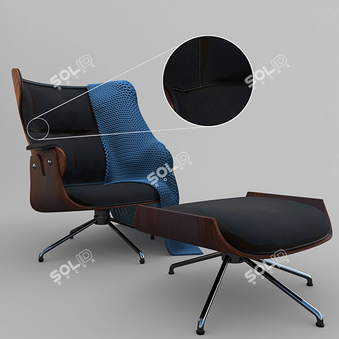 Luxury Leather Lounger Chair 3D model image 1