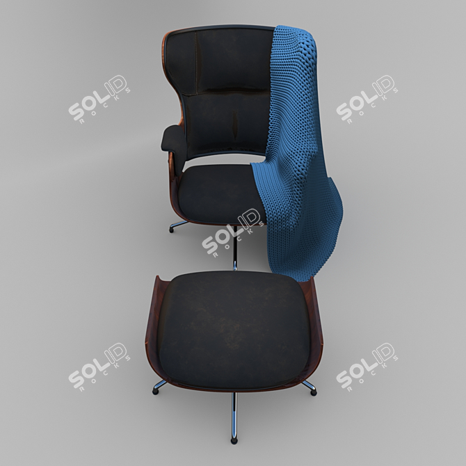 Luxury Leather Lounger Chair 3D model image 2