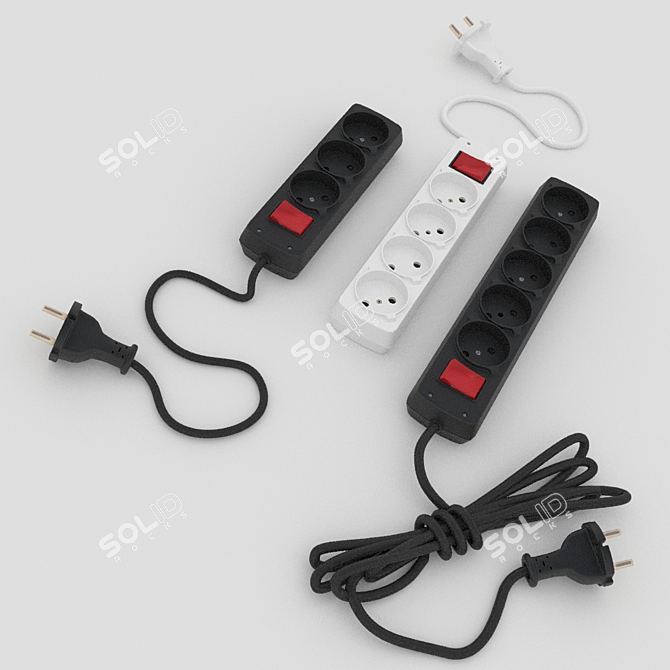 Versatile Multi-Outlet Extension Cord 3D model image 1