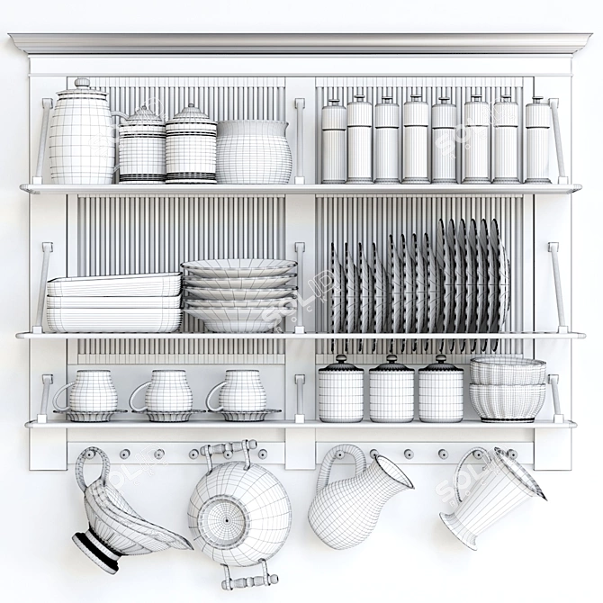 Modern Kitchen Shelf 3D model image 3