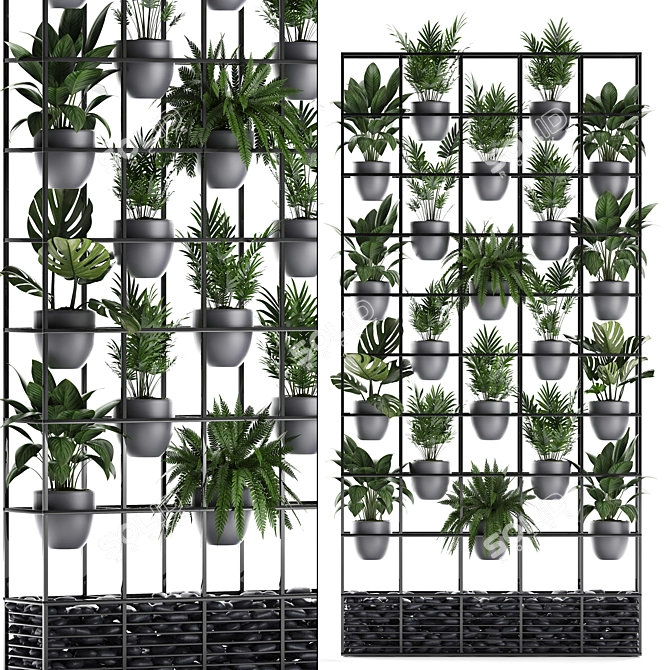 Compact Vertical Garden: Exotic Plants for Stylish Indoor Spaces 3D model image 1