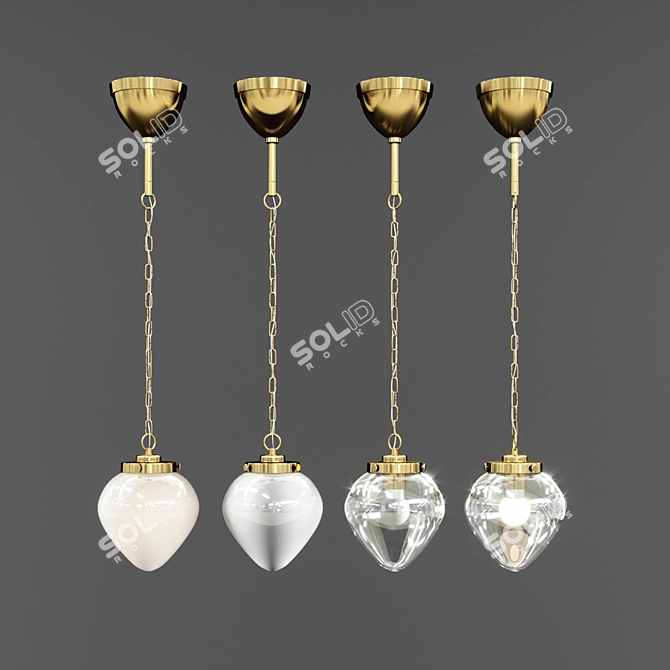 Modern Pendant Lamp with Glass Shades 3D model image 1