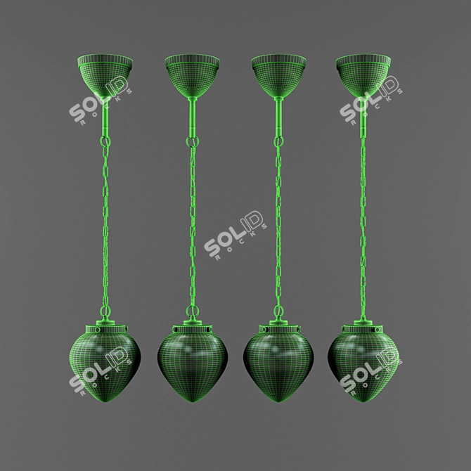 Modern Pendant Lamp with Glass Shades 3D model image 2