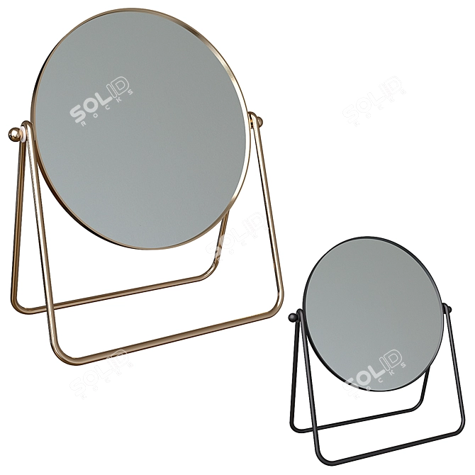 Sleek Metal Table Mirror 3D model image 1