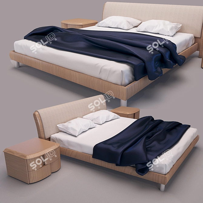 Real Size Maple Bed with Seal Simulation 3D model image 1