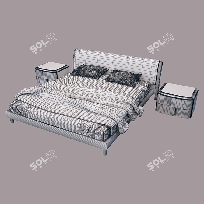 Real Size Maple Bed with Seal Simulation 3D model image 2
