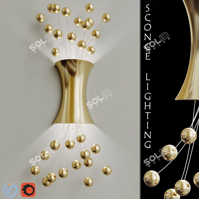 Elegant Gold Leaf Sconce 3D model image 1