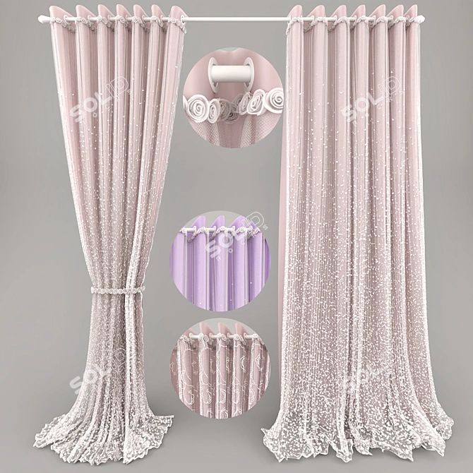 Title: Elegant Lace Curtains 3D model image 1