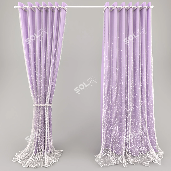 Title: Elegant Lace Curtains 3D model image 2