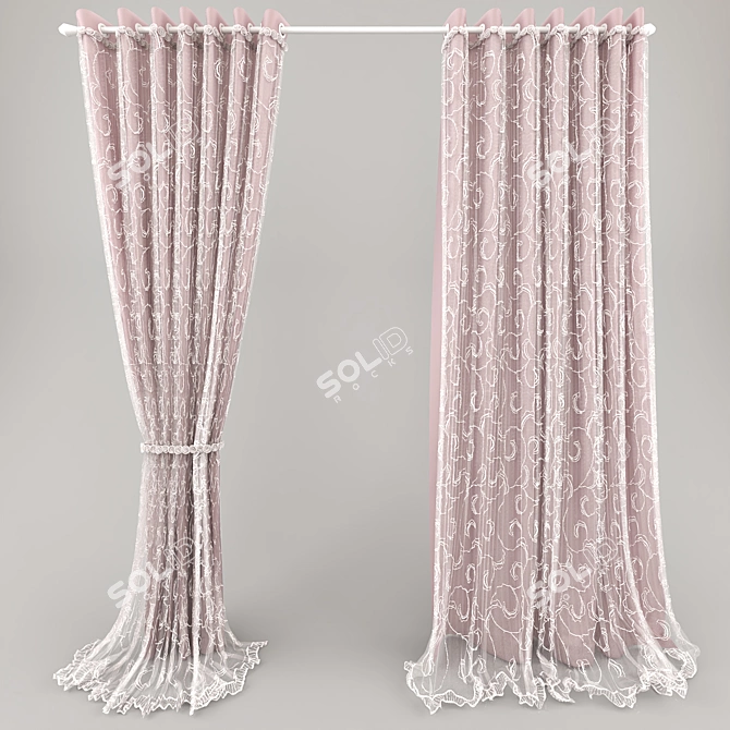 Title: Elegant Lace Curtains 3D model image 3