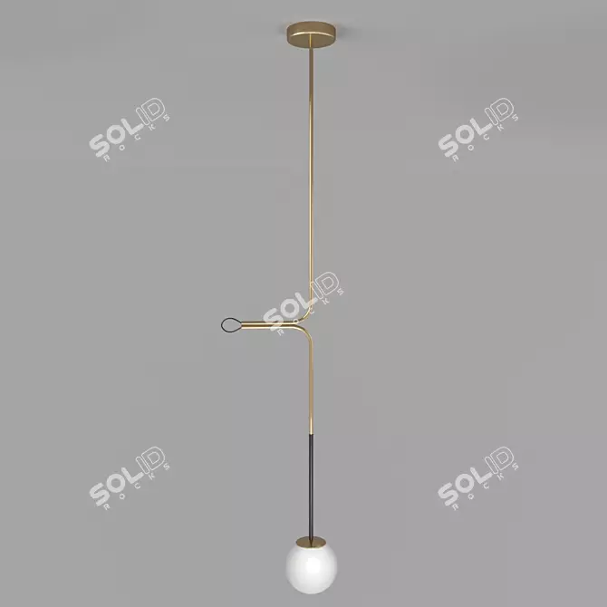 Modern Brass Pendant Light 3D model image 1