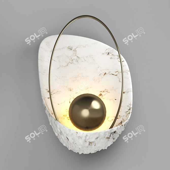 Golden Art-Deco Clam Pendant 3D model image 1