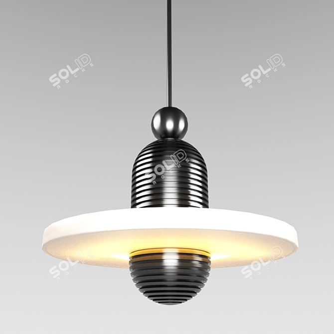 Sleek Black Pendant Light 3D model image 1