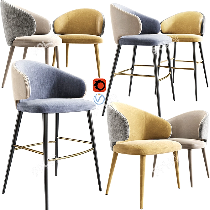 Elegant Modrest Carlton Chair 3D model image 1