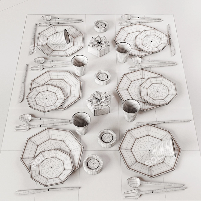 Versatile Tableware Set - 3ds max and obj files (Corona & Vray) 3D model image 3