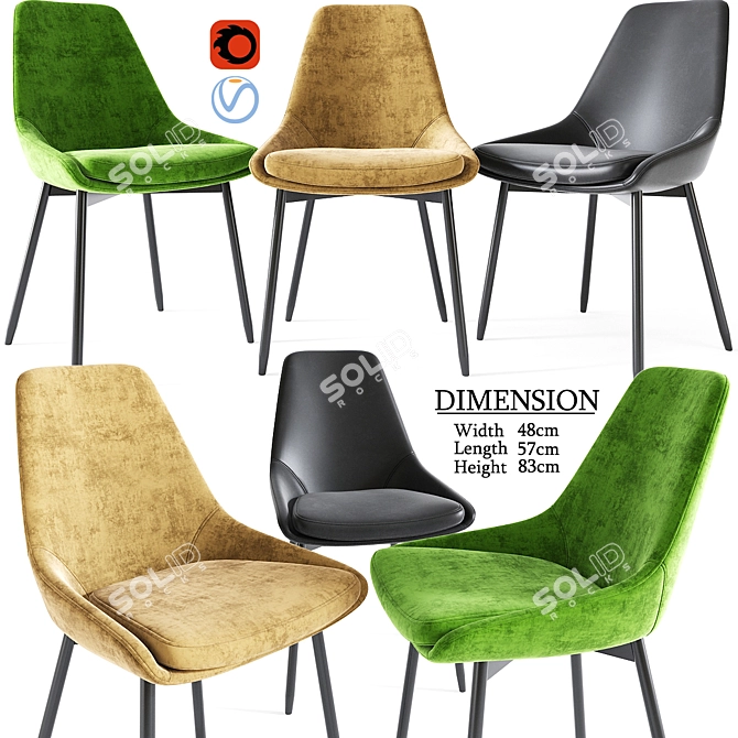 Modern Alfie Dining Chair 02 3D model image 1