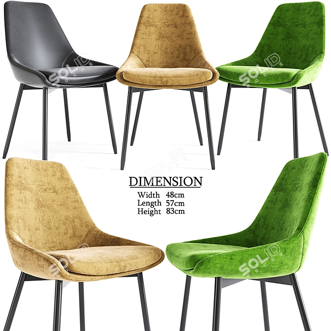 Modern Alfie Dining Chair 02 3D model image 2