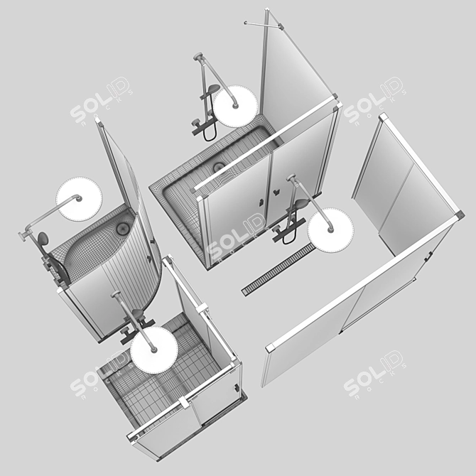 Radaway Set 50 - Complete Shower Cabin Collection 3D model image 3