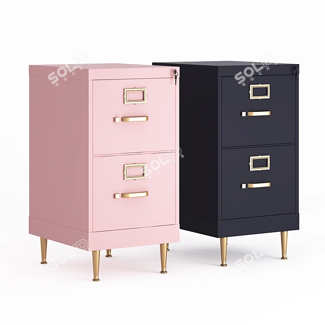 Pink Navy Chest of Drawers | W: 35cm D: 45cm H: 70cm 3D model image 2