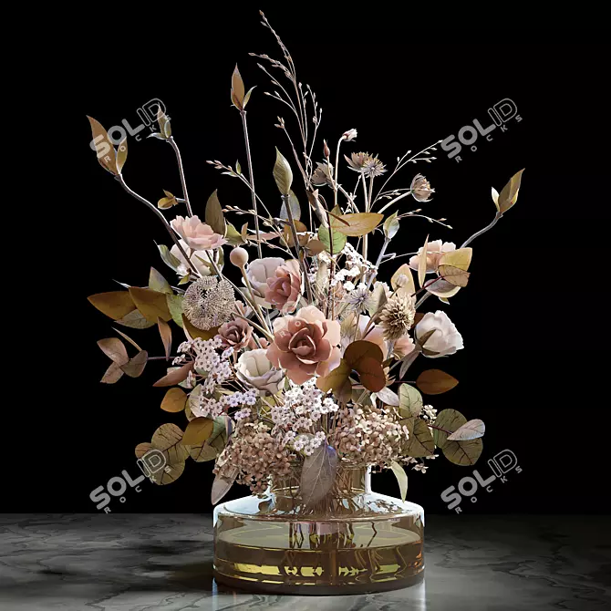 Ethereal Blossoms: Sakura and Dry Hydrangeas 3D model image 1