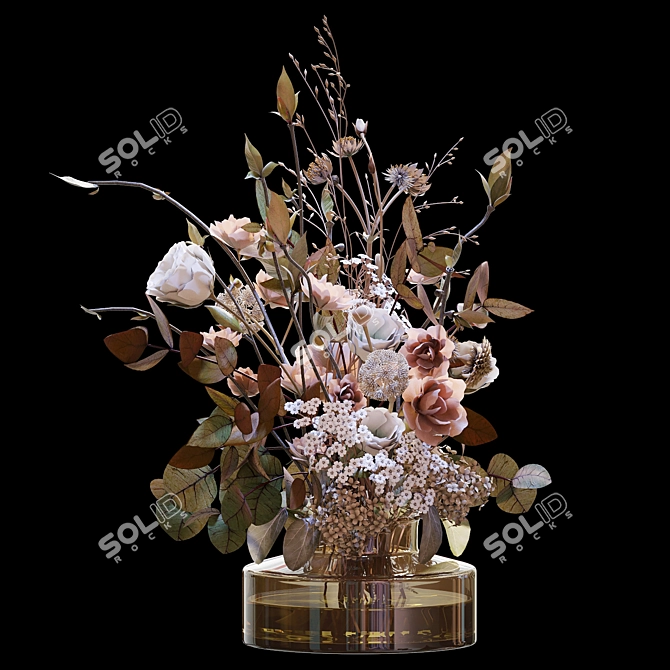 Ethereal Blossoms: Sakura and Dry Hydrangeas 3D model image 2