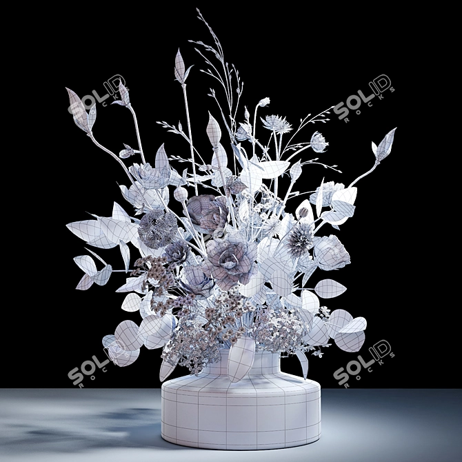 Ethereal Blossoms: Sakura and Dry Hydrangeas 3D model image 3