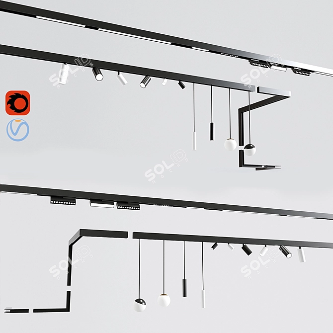 Versatile Ceiling Track Lighting 3D model image 1