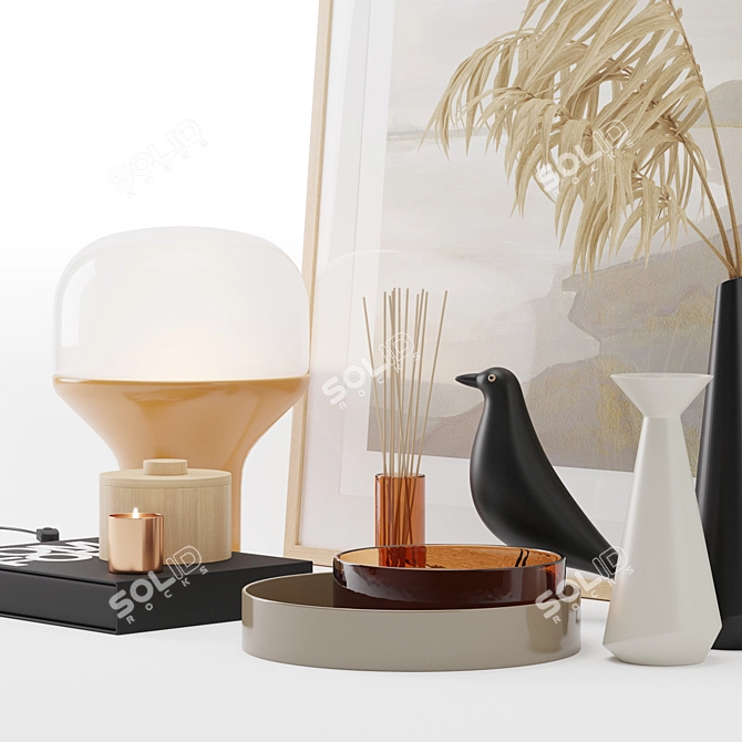 Artistic Decor Set: Painting, Lamp, Eames Bird 3D model image 2