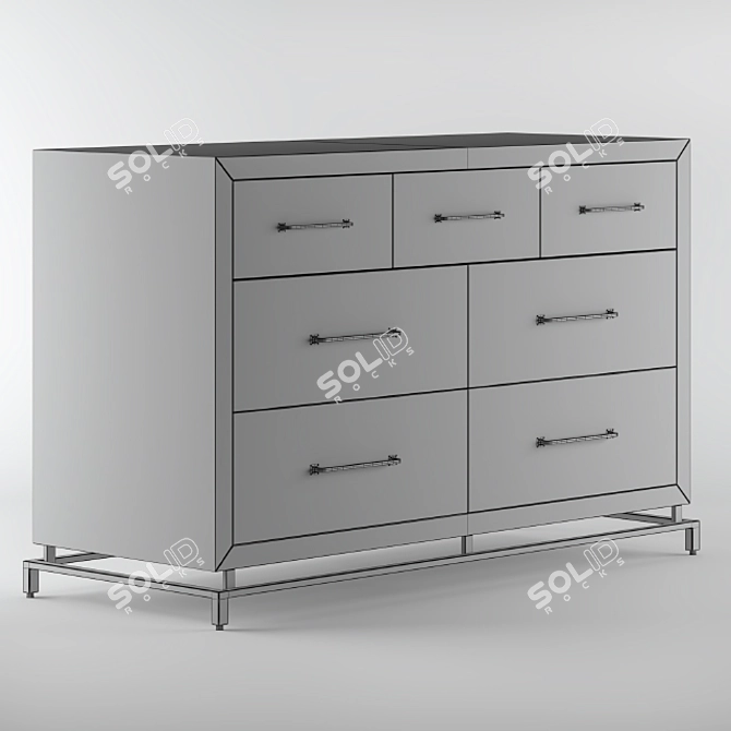 Elegant Black Wood Chest 3D model image 2