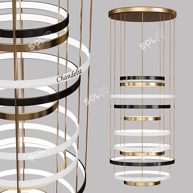 Layered Bands Chandelier by Dimore 3D model image 1
