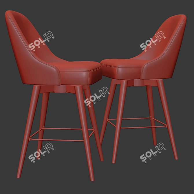 MCM Swivel Counter Stool: Stylish & Versatile 3D model image 3