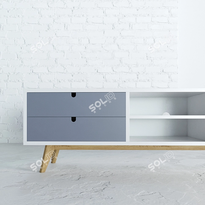 Stylish Gray TV Stand 3D model image 3