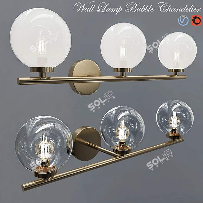Triple Bubble Wall Lamp: Modern Lighting Fixture 3D model image 1