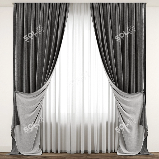 Elegant Detailed Curtain Design 3D model image 1