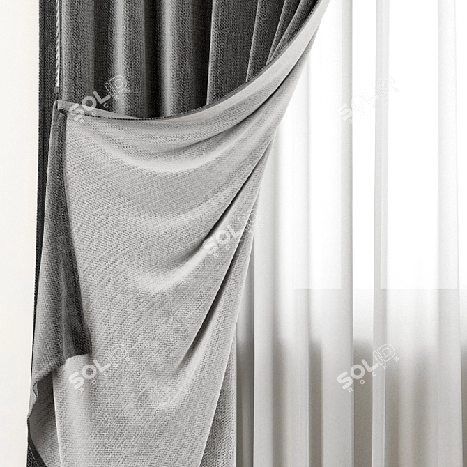 Elegant Detailed Curtain Design 3D model image 2