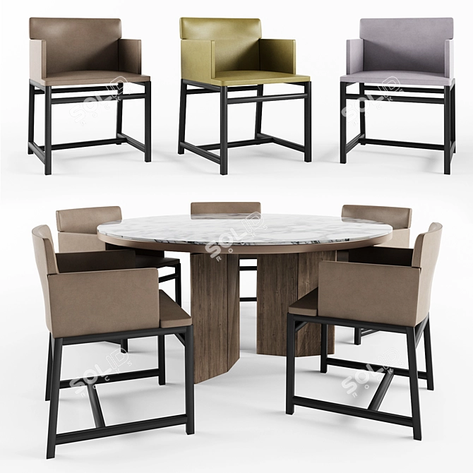 Elegant Minotti Flynt Chair: Stylish with Morgan Marble Table 3D model image 1