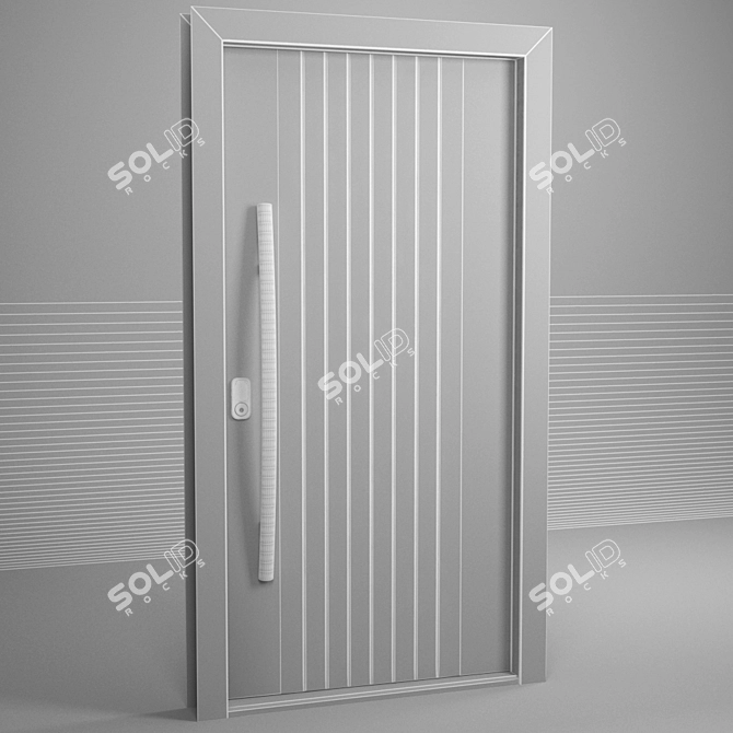 Elegant Black Wood Entrance Door 3D model image 3