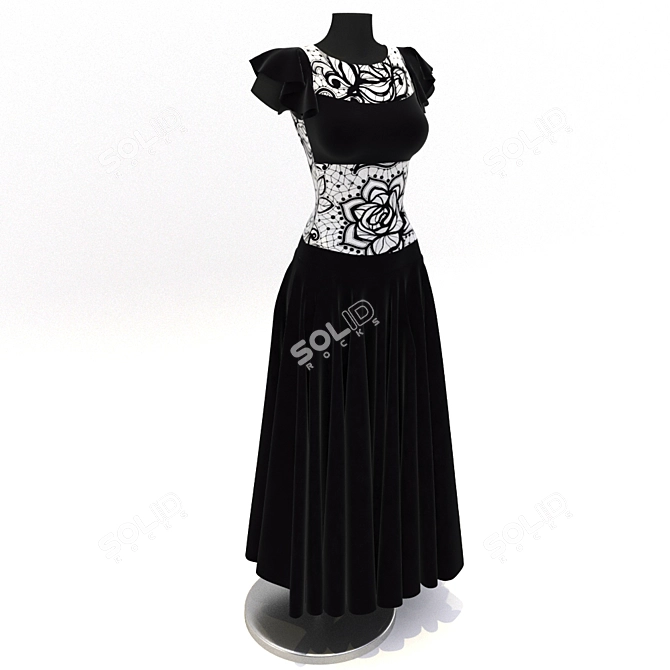 Sun-Kissed Double Skirt Maxi Dress 3D model image 1